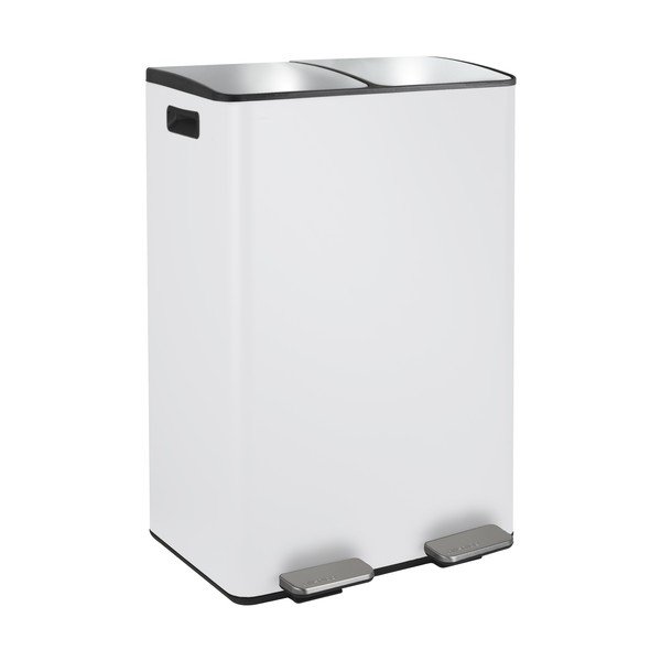 Matt valge terasest prügikast 2x30 l sorteeritud jäätmete jaoks/pedaaliga Aliya - Spirella