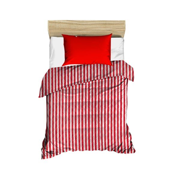 Červeno-bílý pruhovaný prošívaný přehoz přes postel Stripes, 160 x 230 cm