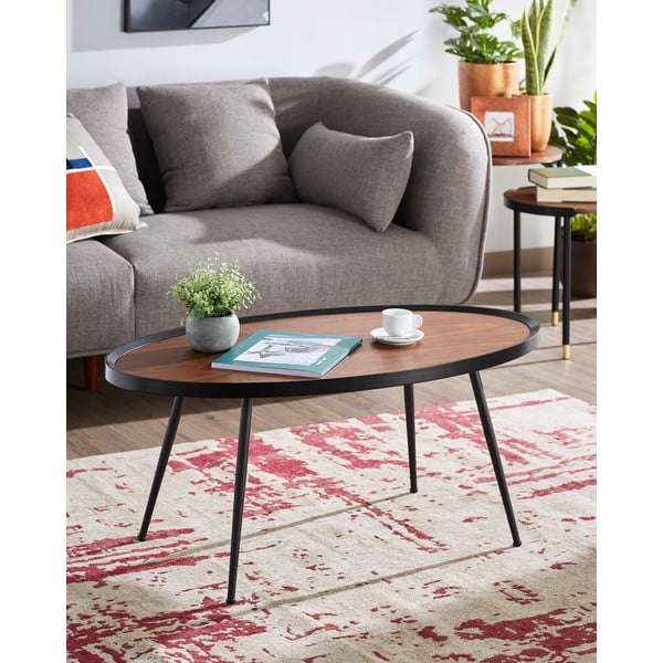 Must kohvilaud pähklipuust lauaga Kamelia - Kave Home-image-1