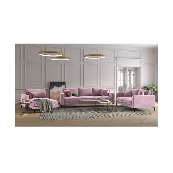 Roosa sametist tugitool (vasakpoolne nurk) Harmony – Kooko Home-image-4