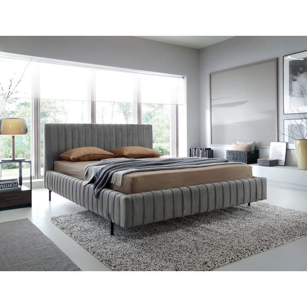 Hall polsterdatud kaheinimesevoodi koos panipaiga ja voodipõhjaga 140x200 cm Plissa - ELTAP-image-1