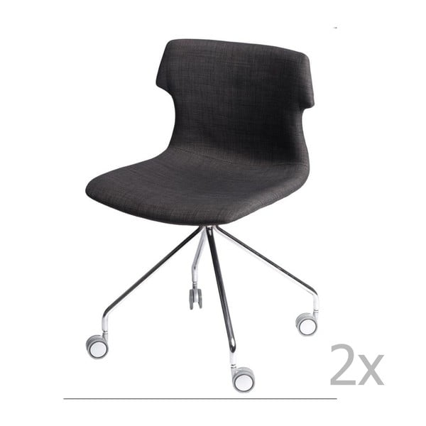 Sada 2 hnědých čalouněných židlí D2 Techno Roll