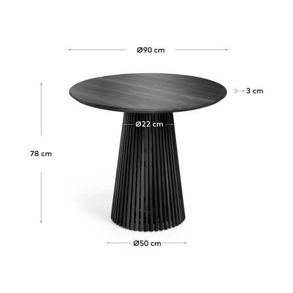 Ümmargune täispuidust söögilaud ø 90 cm Jeanette - Kave Home-image-4