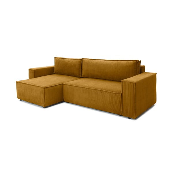 Hořčicově žlutá manšestrová variabilní rozkládací rohová pohovka Bonami Selection Bowie-image-3