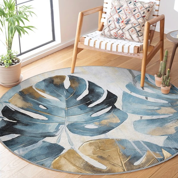 Sinine pestav ümmargune vaip ø 150 cm Golden Leaves - Mila Home-image-2