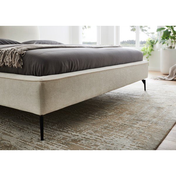 Elevandiluu värvi polsterdatud kaheinimesevoodi ilma liistudest raamita 180x200 cm Infinity - Meise Möbel-image-3