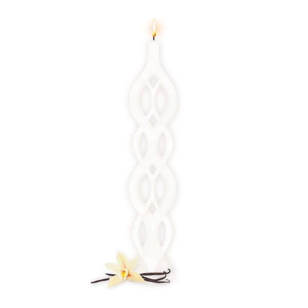 Bílá vonná svíčka s vůní vanilky Alusi Lela, 5 hodin hoření