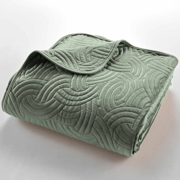 Roheline sametist voodikatte ja padjapüüri komplekt 240x260 cm Solange - douceur d'intérieur