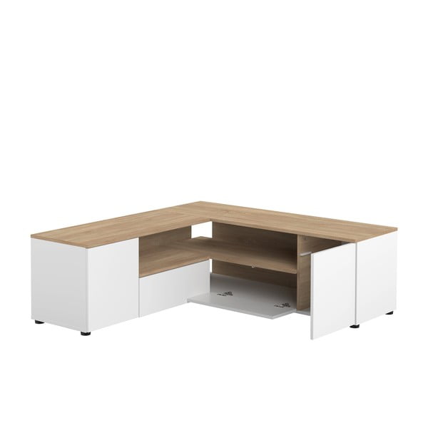 Valge tammedekooriga telerilaud 130x46 cm Angle - TemaHome-image-4