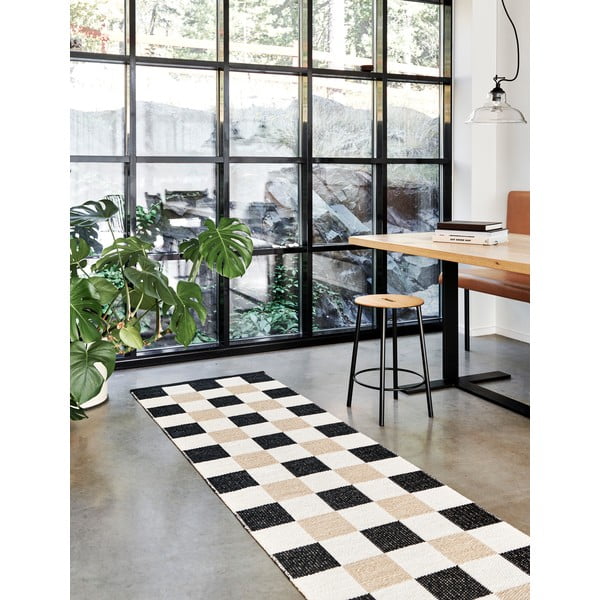 Must-kreem sise/välisvaip 70x240 cm Pix Black Vanilla – Pappelina-image-1