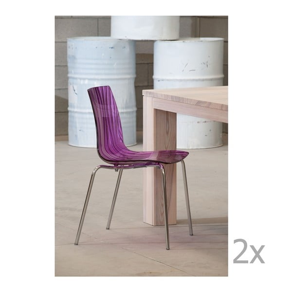 Sada 2 fialových jídelních židlí Castagnetti Atena