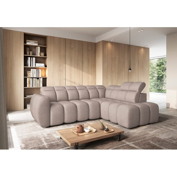 Helepruun bouclé-kangast lahtikäiv/sahtliga nurgadiivan (parem nurk/L-kujuline) Falconn – ELTAP-image-1