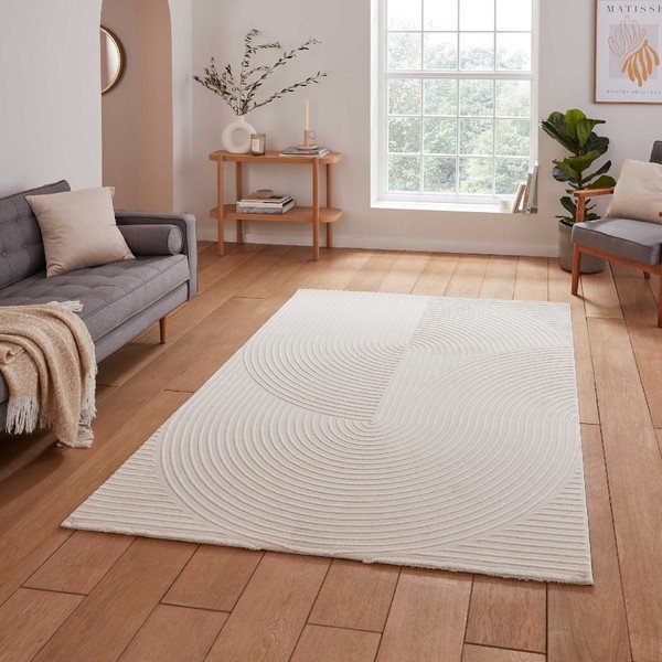 Kreem taaskasutatud kiududest pestav vaip 160x230 cm Flores - Think Rugs-image-1