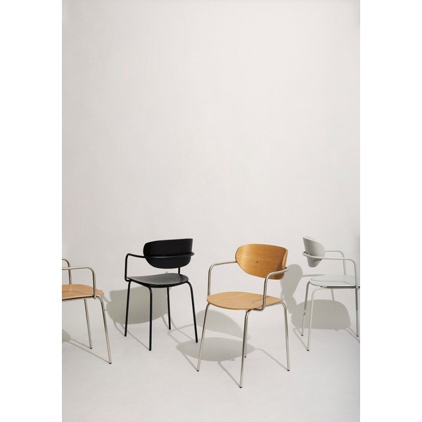 Metallist söögitool käetugedega/virnastatav heledas naturaalses värvitoonis Arch - Hübsch-image-3
