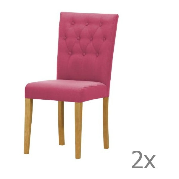 Sada 2 židlí Monako Etna Pink, přírodní nohy