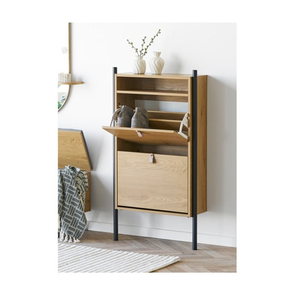 Väljatõmmatav jalanõukapp tammepuidu imitatsiooniga 62x118x26 cm Barco – House Nordic-image-1