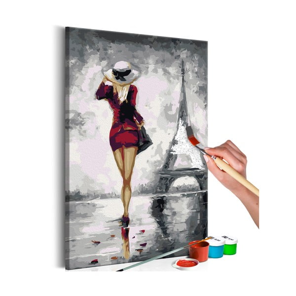 DIY set na tvorbu vlastního obrazu na plátně Artgeist Parisian Girl, 40 x 60 cm