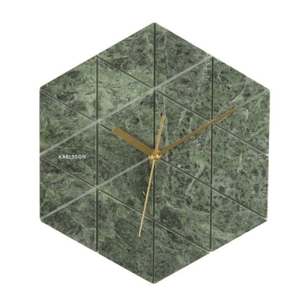 Zelené nástěnné hodiny Karlsson Hexagon