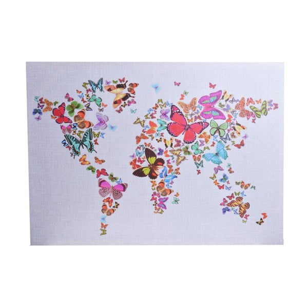 Plátěná mapa světa s motivem motýlů Ewax Butterfly, 50 x 70 cm