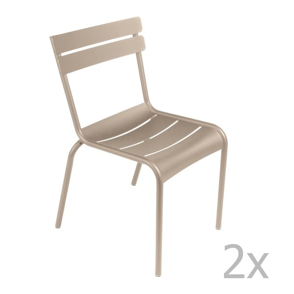 Sada 2 světle béžových židlí Fermob Luxembourg