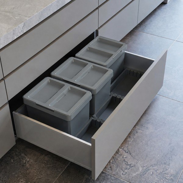 Hall plastprügikast 3x12 l sorteeritud jäätmete jaoks/sisseehitatud Metropolis Flip-up - Elletipi-image-1