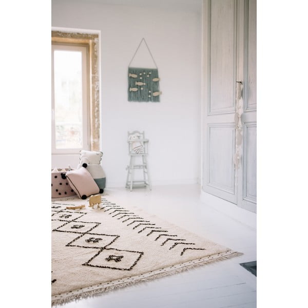 Kreem pestav käsitsi kootud puuvillane vaip 140x210 cm Bereber Rhombs - Lorena Canals-image-3