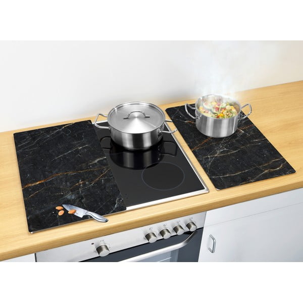 Karastatud klaasist katte komplekt pliidi äärde 2tk 52x30 cm Marble - Allstar-image-1