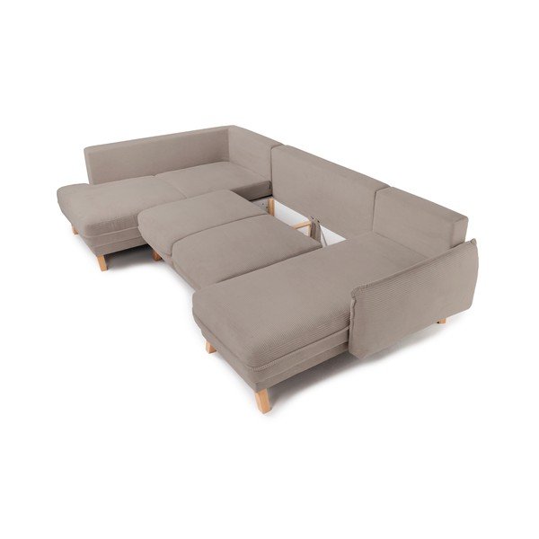 Taupe värvi velvetist diivanvoodi/panipaigaga nurgadiivan (vasak nurk/"U-kujuline") Tori - Bonami Selection-image-3