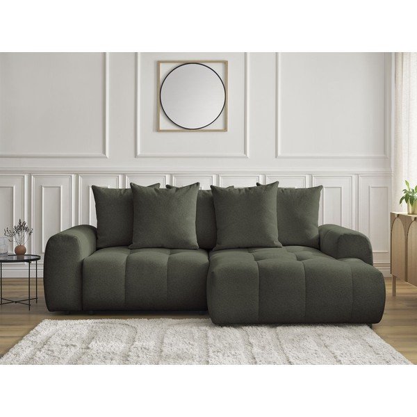 Khaki värvi šenillist panipaigaga nurgadiivanvoodi (parem nurk) Roxelane - Bobochic Paris-image-1