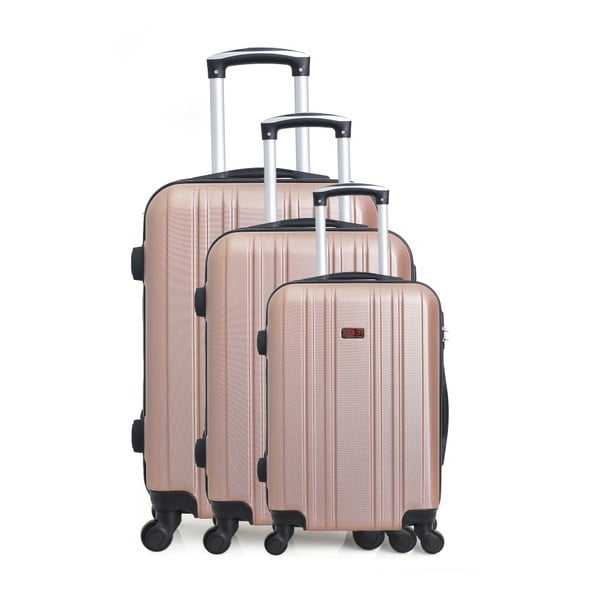 Sada 3 růžových cestovních kufrů na kolečkách Hero Seattle