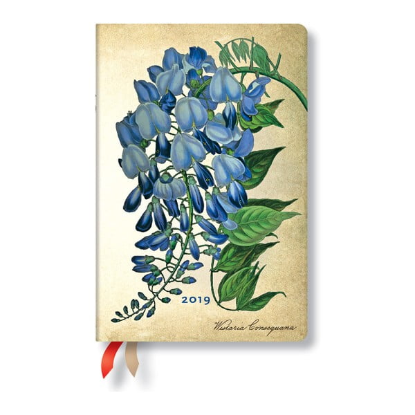 Diář na rok 2019 Paperblanks Blooming Wisteria Verso, 9,5 x 14 cm