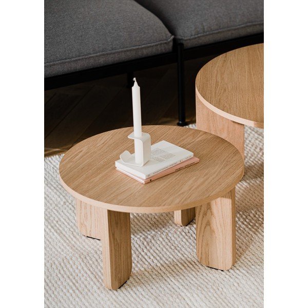 Ümmargune kohvilaud naturaalse tammepuust pealispinnaga, läbimõõduga 55 cm Kuvu - noo.ma-image-1