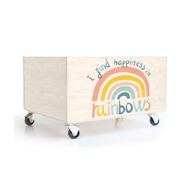 Laste männipuidust hoiukast ratastega Rainbow - Folkifreckles