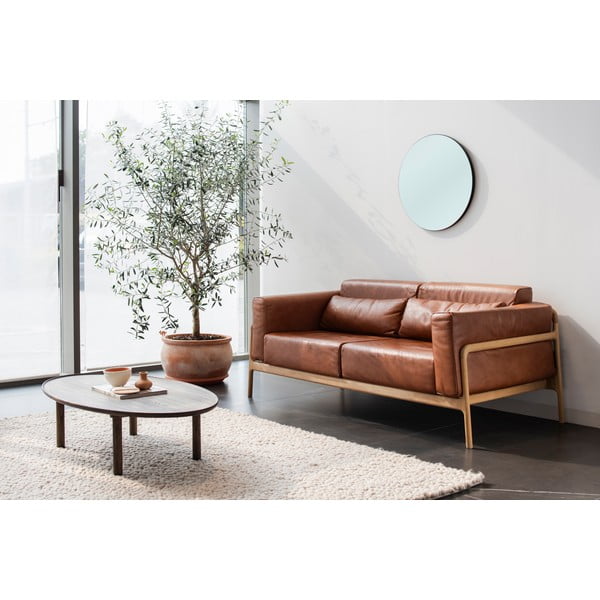 Pruun tammepuidust diivanilaud 65x120 cm Mu - Gazzda-image-1