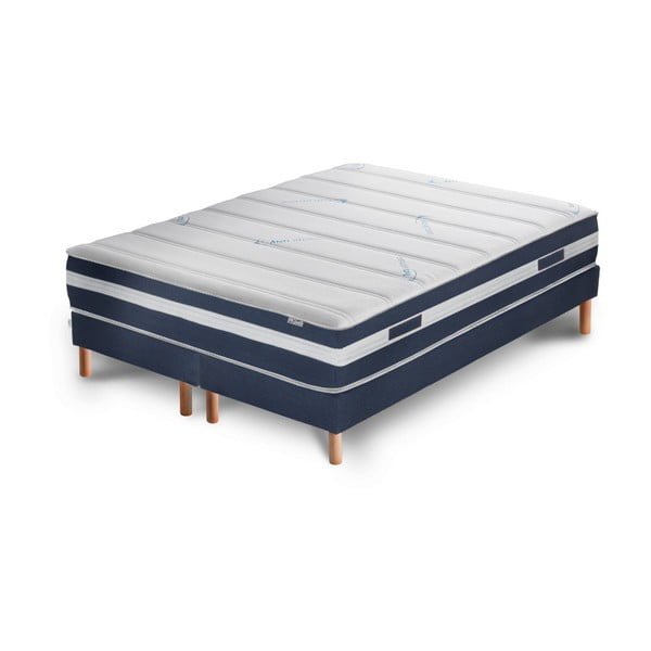 Tmavě modrá postel s matrací a dvojitým boxspringem Stella Cadente Maison Venus Europe, 180 x 200  cm