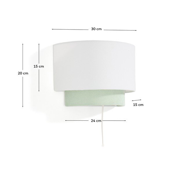 Valge/türkiissinine laste lamp tekstiilist varjuga Bianella - Kave Home-image-4