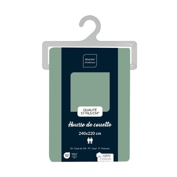 Roheline puuvillane tekikott kaheinimesevoodile/pikendatud voodile 240x220 cm Lina - douceur d'intérieur-image-2