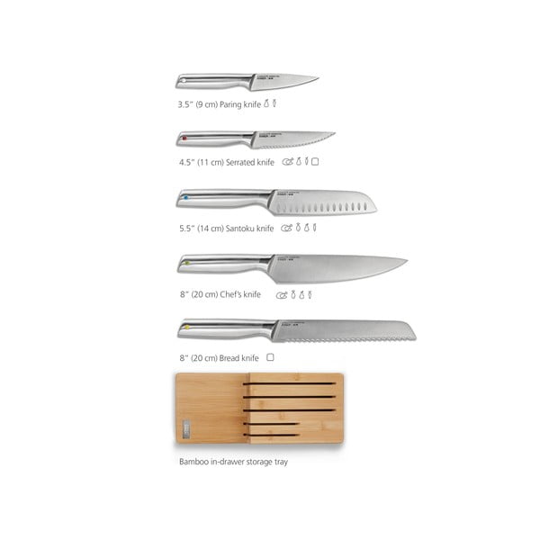 5-osaline roostevabast terasest nugade komplekt alusega Elevate Bamboo - Joseph Joseph-image-4