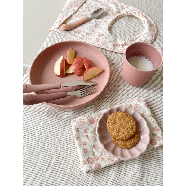 3-osaline punane/lõhevärvi silikoonist laste söögiriistade komplekt Rose Mix - Cam Cam Copenhagen-image-1