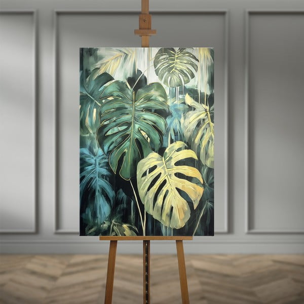Käsitsi maalitud elementidega maal 70x100 cm Monstera - Styler-image-4