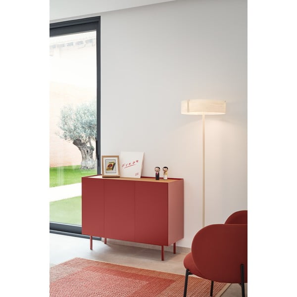 Punane madal tammedekooriga kummut 110x85 cm Arista – Teulat-image-1