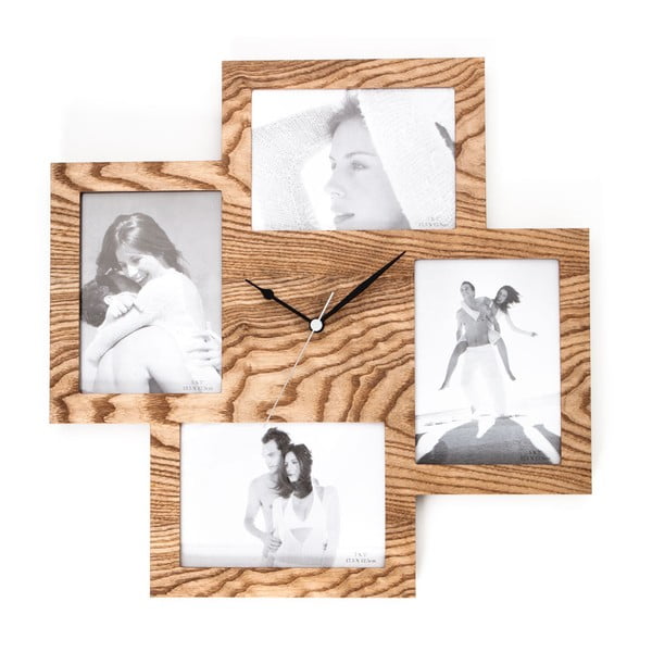 Dřevěné nástěnné hodiny s fotorámečkem Tomasucci Collage