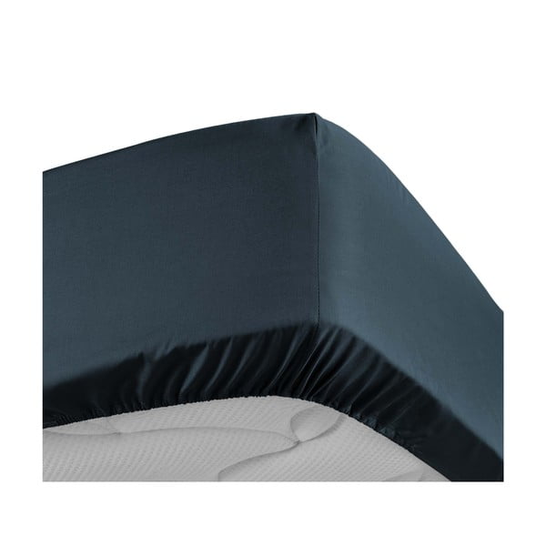 Tumesinine puuvill-perkalist kummiga lina 160x200 cm Percaline - douceur d'intérieur-image-3