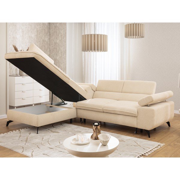 Kreemikas šenill-nurgadiivan (vasak nurk/L-kujuline) Marbeya - Ropez-image-1