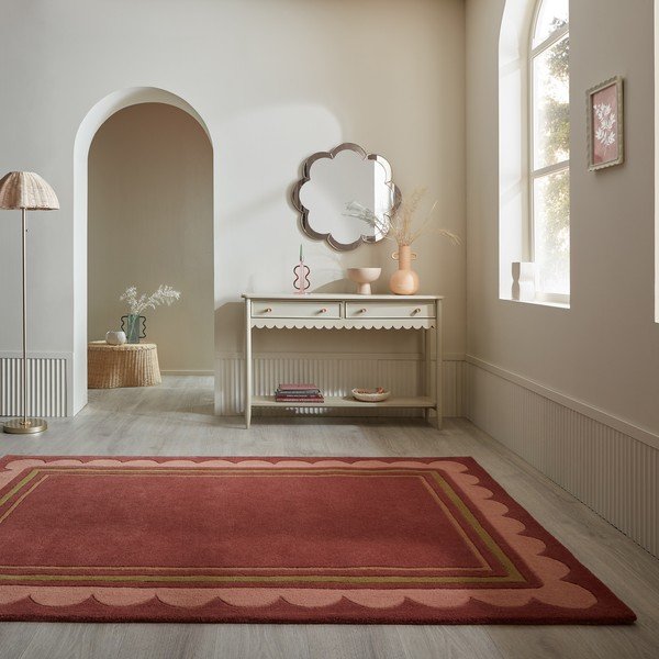 Burgundiapunane käsitsi kootud villane vaip 160x230 cm Lois - Flair Rugs-image-1