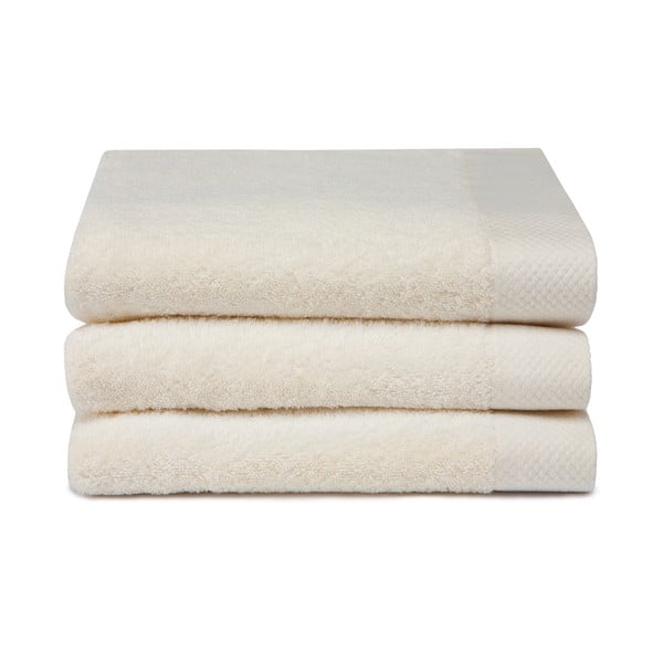 Sada 3 krémovově bílých ručníků z organické bavlny Seahorse Pure, 60 x 110 cm