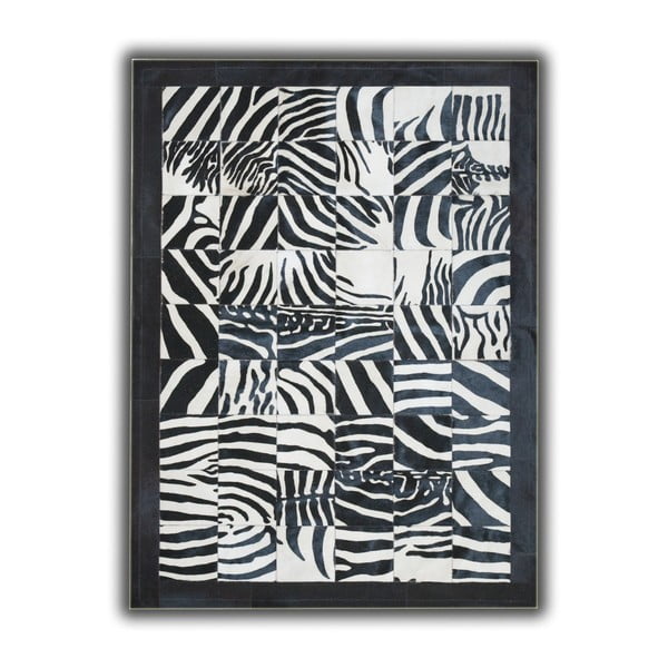 Černobílý koberec z pravé kůže Pipsa Zebra, 140x200 cm