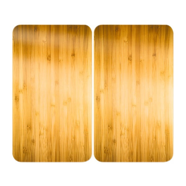 Karastatud klaasist pliidikatted 2tk komplektis 52x30 cm Wooden - Maximex