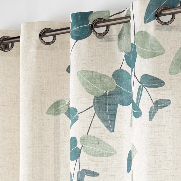 Roheline-beež kardin 140x260 cm Botanica - douceur d'intérieur-image-3