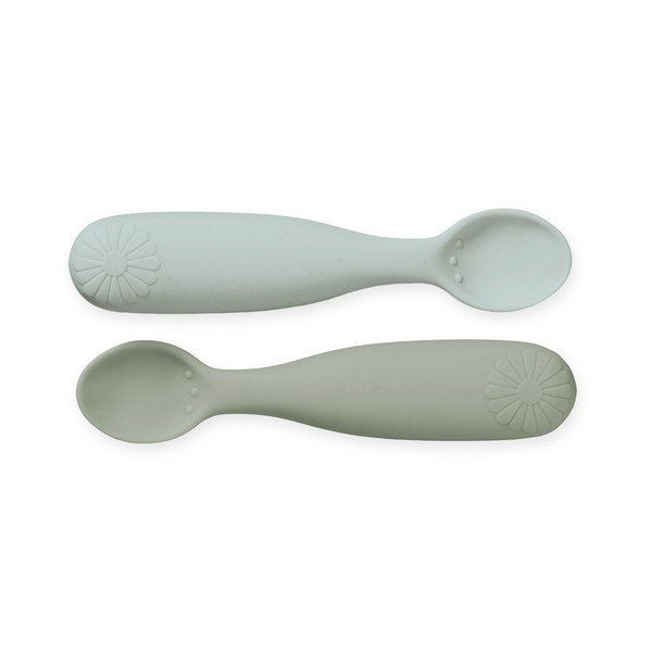 Khakivärvi/helesinised silikoonist beebilusikad 2tk komplektis Olive Mix - Cam Cam Copenhagen